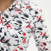 Blusa Wild Bull Blanca Hojas Negro Rojo 004